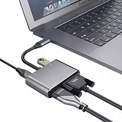 GUPBOO Adaptateur 4 en 1 HDMI 4K VGA Hub USB-C USB 3.0 PD,JL45