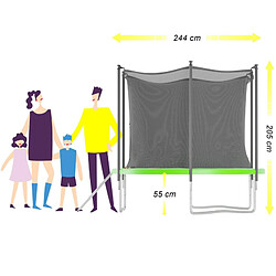 Jump4Fun Trampoline de jardin ø244 cm- 8FT- Filet intérieur, Matelas de protection et Echelle