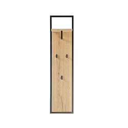 Pegane Vestiaire / panneau mural coloris chêne / noir - Longueur 30 x hauteur 125 x profondeur 27 cm