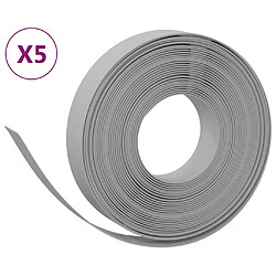 vidaXL Bordures de jardin 5 pcs gris 10 m 10 cm polyéthylène