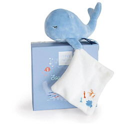 Doudou et Compagnie Mini peluche Baleine avec doudou - bleu - 15 cm