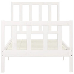 Maison Chic Lit Moderne Chambre - Cadre/structure de lit pour adulte Blanc Bois massif 100x200 cm -MN28223 pas cher