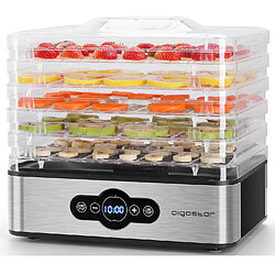 Aigostar Crispy - Déshydrateur alimentaire 5 plateaux, 240W. Fruits, viande, légumes etc. Commandes numériques et réglage manuel minuterie et thermostat. Sans BPA, design exclusif.