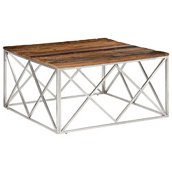 Maison Chic Table basse pour salon | Table à café argenté inox et bois de mélèze massif -GKD72343