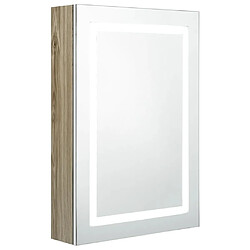 vidaXL Armoire de salle de bain à miroir LED blanc et chêne 50x13x70cm