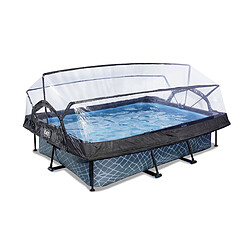 Piscine tubulaire Stone rectangulaire 2,20 x 1,50 x 0,65 m avec dôme - Exit Toys