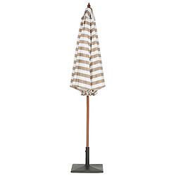 Beliani Parasol de jardin en bois et toile à rayures beiges et blanches FERENTILLO pas cher