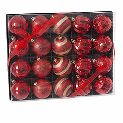 BigBuy Christmas Boules de Noël Rouge Plastique 6 x 6 x 6 cm (20 Unités)