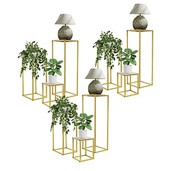 ML DESIGN MODERN LIVING Set de 3 présentoirs à fleurs en métal doré ML-Design