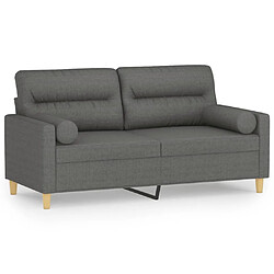 Maison Chic Canapé 2 places avec oreillers,Sofa de Salon,Canapé droit gris foncé 140 cm tissu -GKD953116