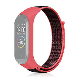 Wewoo Bracelet pour montre connectée Smartwatch en tissé nylon Xiaomi Mi Band 3/4 rouge noir