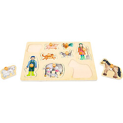 Small Foot 11500 Set de Puzzle La Vie à la Ferme et à la Campagne en Bois avec différents Motifs, à partir de 12 Mois Jouets, Multicolore