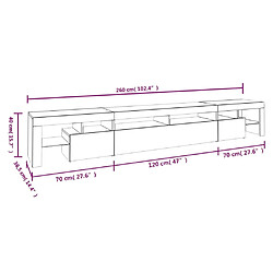 vidaXL Meuble TV avec lumières LED Chêne marron 260x36,5x40 cm pas cher