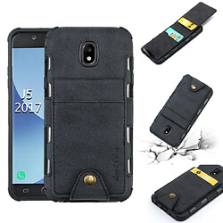 Wewoo Coque Renforcée Pour Galaxy J5 2017 Tissu Texture + TPU Antichoc Etui de protection avec fentes cartes à retournement verticales Noir