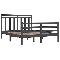 Avis vidaXL Cadre de lit sans matelas gris 135x190 cm bois massif