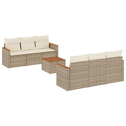 Maison Chic Salon de jardin avec coussins 7 pcs | Ensemble de Table et chaises | Mobilier d'Extérieur beige résine tressée -GKD86103