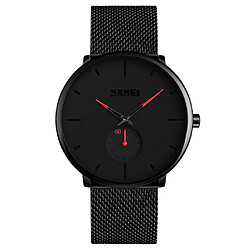 Montre-bracelet en acier inoxydable à robe analogique ultra-mince pour homme minimaliste imperméable