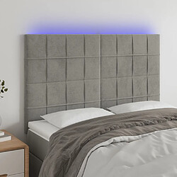 Maison Chic Tête de lit scandinave à LED,meuble de chambre Gris clair 144x5x118/128 cm Velours -MN15165