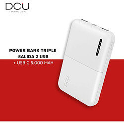 SANAG - Power Bank 5 000 Mah - Triple Sortie - 2 Ports Usb - Protection Intelligente De La Batterie - Comprend Un Câble Usb-C Pour Le Chargement - Couleur Blanc