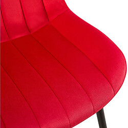 Acheter Decoshop26 Lot de 2 chaises de salle à manger couture décorative vertical avec pieds en métal noir mat et assise en velours rouge 10_0001748