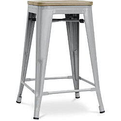 ICONIK INTERIOR Tabouret de bar design industriel - bois et acier - 61cm - Stylix Gris clair