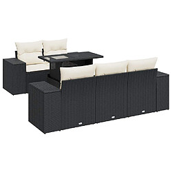 vidaXL Salon de jardin 6 pcs avec coussins noir résine tressée