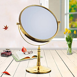 Universal Miroir de maquillage en laiton doré de luxe 8 pouces rond double face miroir 360 degrés pivotant commode verticale loupe miroir