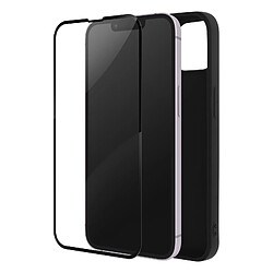 Avizar Coque iPhone 14 Plus Silicone Gel Souple Noir et Verre Trempé 9H Contour Noir