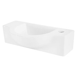 Vasque avec vidage sans trop-plein 44,5x25,5x12 cm Blanc en céramique ML-Design