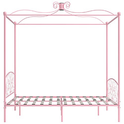 Avis vidaXL Cadre de lit à baldaquin sans matelas rose métal 160x200 cm