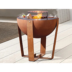 Vente-Unique Barbecue plancha brasero 3 en 1 en acier Corten - L70 x H80 x P70 cm - GREZIO