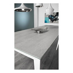 Inside 75 Table repas GEO 4 couverts 120 x 90 x 76 cm pieds blancs plateau céramique gris