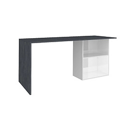 Acheter Alter Bureau linéaire pour bureau et étude avec étagère, Made in Italy, Table Minimal, Bureau pour PC, 110x50h75 cm, blanc brillant et gris cendré