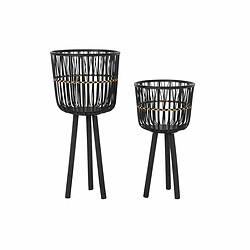 Set de pots DKD Home Decor Noir Bambou Colonial 36 x 36 x 78 cm (2 Unités)