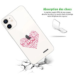 Avis Coque iPhone 12 mini souple transparente FDM Coeur Motif Ecriture Tendance Evetane