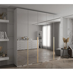 Abiks Meble Inova 1 Armoire avec miroir et portes battantes 236,7/250/47 5 Portes (bianco/d’oro)