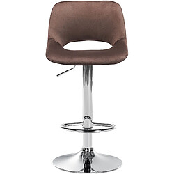 Decoshop26 Tabouret de bar chaise haute x1 avec repose-pieds en velours marron piètement métallique chromé 10_0004594 pas cher