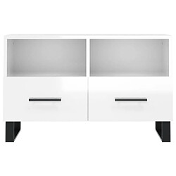 Maison Chic Meuble TV scandinave - Banc TV pour salon Blanc brillant 80x36x50 cm Bois d'ingénierie -MN55296 pas cher