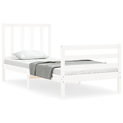 Maison Chic Lit adulte - Cadre Structure de lit avec tête de lit Contemporain blanc petit simple bois massif -MN92612