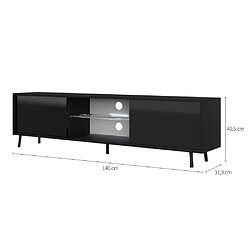 Acheter Selsey Meuble tv - LEFYR - 140 cm - noir mat / noir brillant - éclairage LED