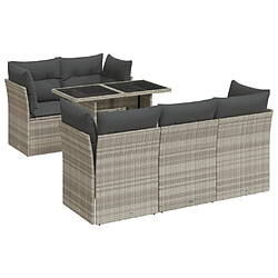 vidaXL Salon de jardin 6 pcs avec coussins gris clair résine tressée