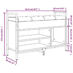 vidaXL Banc à chaussures chêne fumé 85,5x32x57,5 cm bois d'ingénierie pas cher