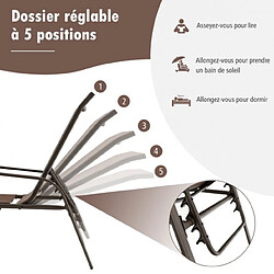 Avis Helloshop26 Lot de 2 chaises longues avec dossier réglable tissu respirant structure robuste en acier charge max 150kg 20_0007209