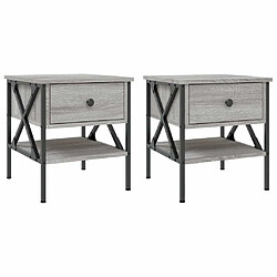 Maison Chic Lot de 2 Tables de chevet - Tables de Nuit sonoma gris 40x42x45 cm bois ingénierie