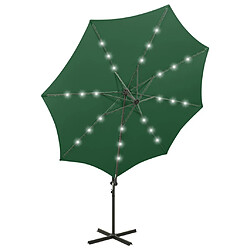 Maison Chic Parasol Jardin | Parasol déporté avec mat et lumières LED Vert 300 cm - GKD67873 pas cher