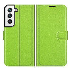 Etui en PU texture litchi, fermeture magnétique vert pour votre Samsung Galaxy S22 Plus