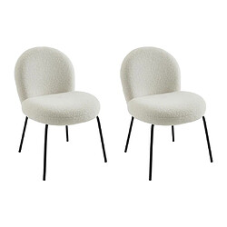 Lot de 2 chaises en tissu bouclette et métal noir - Crème - CURLYN de Pascal Morabito