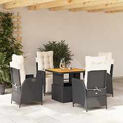 vidaXL Ensemble à manger de jardin coussins 5pcs Noir Résine tressée