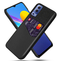 Coque en TPU + PU Hybride de tissu de fente pour carte noir pour votre Vivo Y72 5G