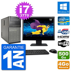 PC Dell 3010 MT Ecran 19" i7-3770 RAM 4Go Disque Dur 500Go HDMI Windows 10 Wifi - Occasion